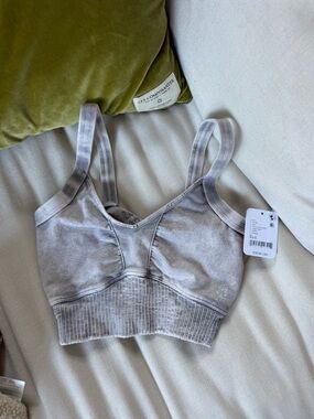 Light arctic grey good karma running sports bra top